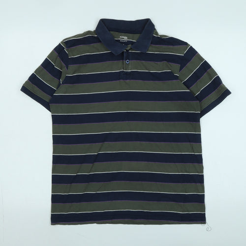 Dunnes Mens Multicoloured Striped Cotton Polo Size S Collared - Logo