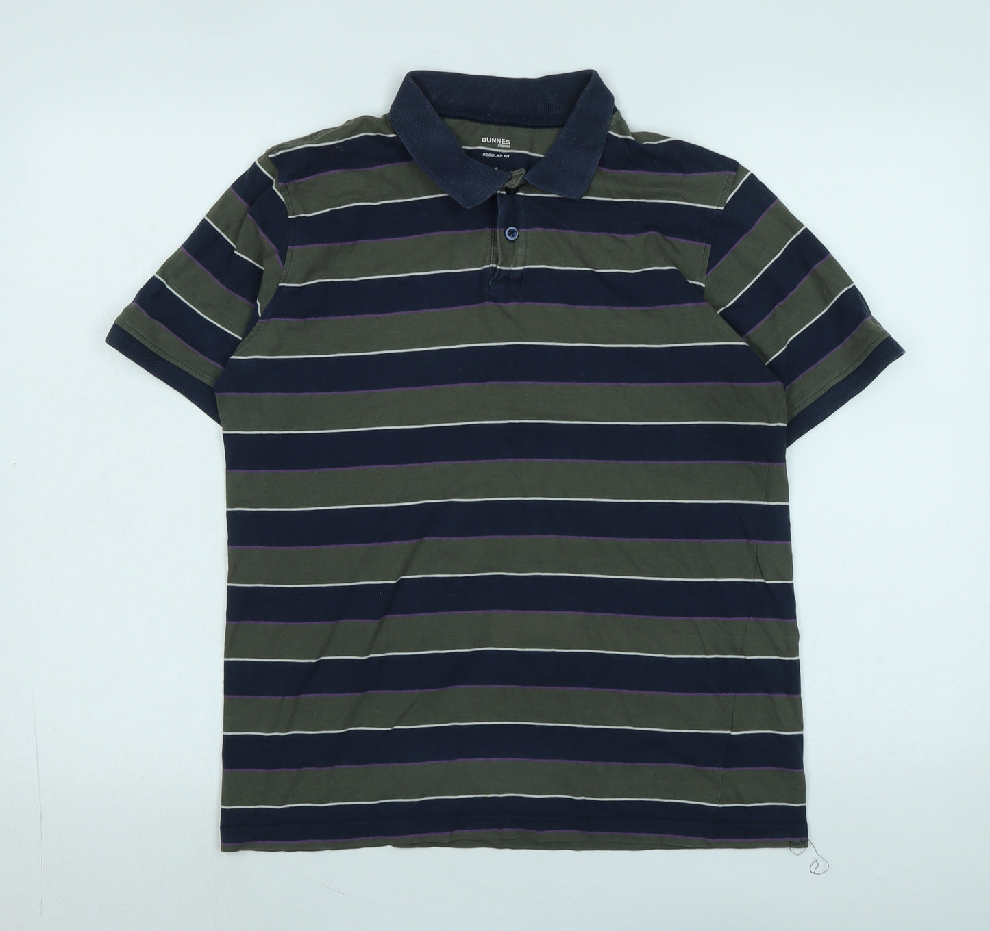 Dunnes Mens Multicoloured Striped Cotton Polo Size S Collared - Logo