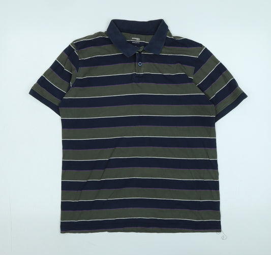 Dunnes Mens Multicoloured Striped Cotton Polo Size S Collared - Logo