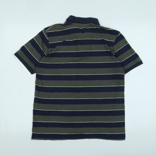 Dunnes Mens Multicoloured Striped Cotton Polo Size S Collared - Logo