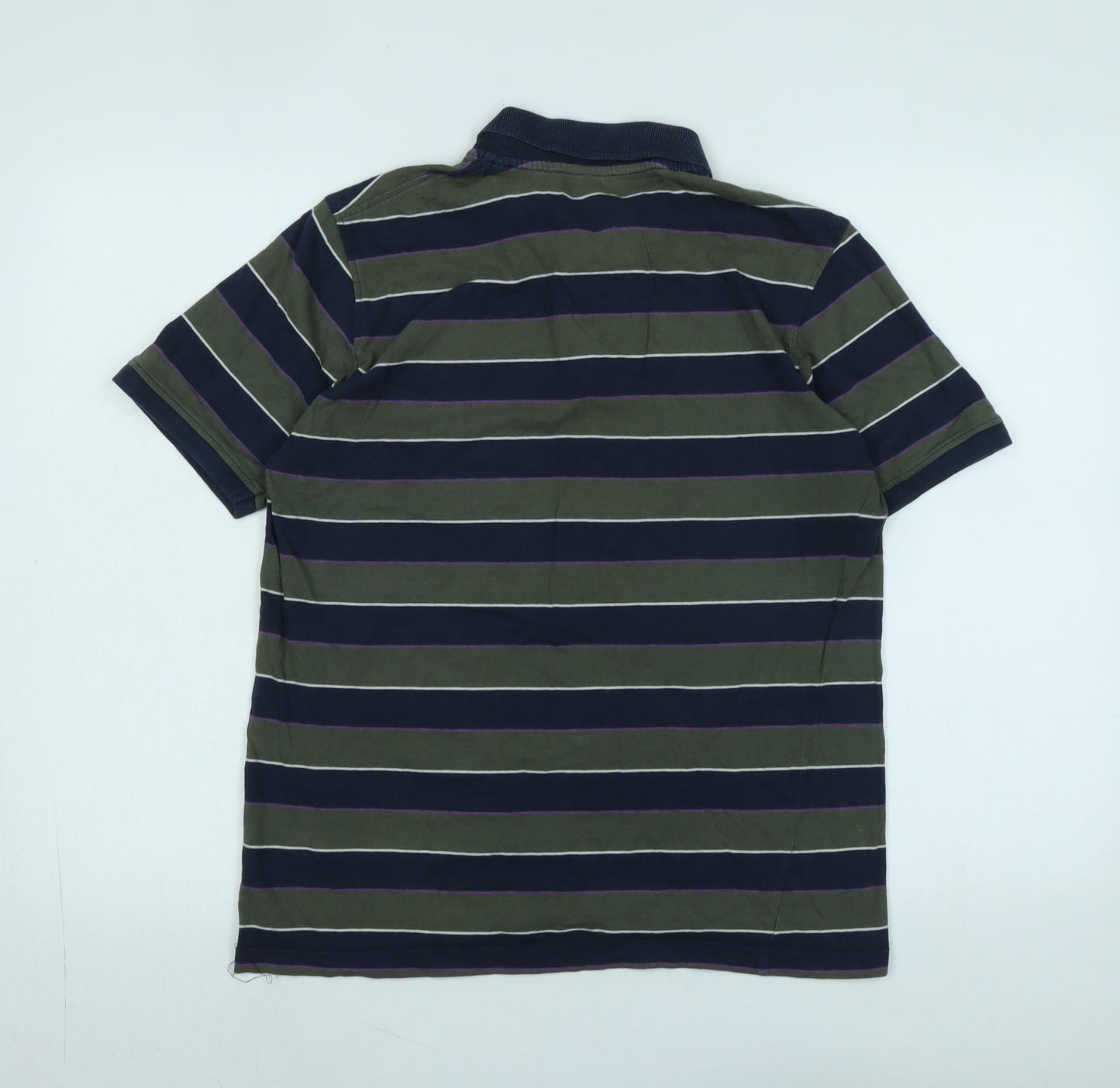 Dunnes Mens Multicoloured Striped Cotton Polo Size S Collared - Logo