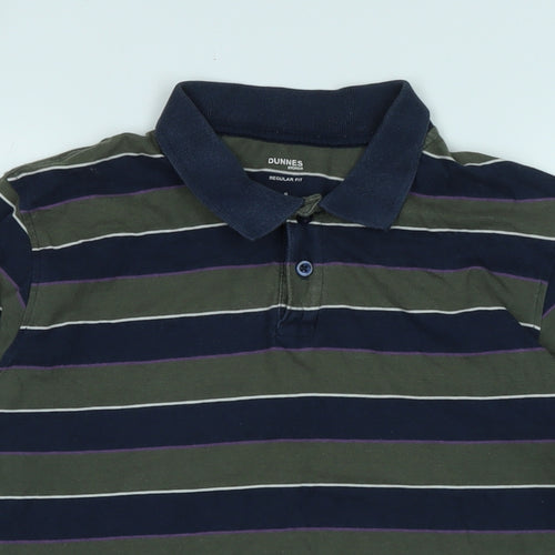 Dunnes Mens Multicoloured Striped Cotton Polo Size S Collared - Logo