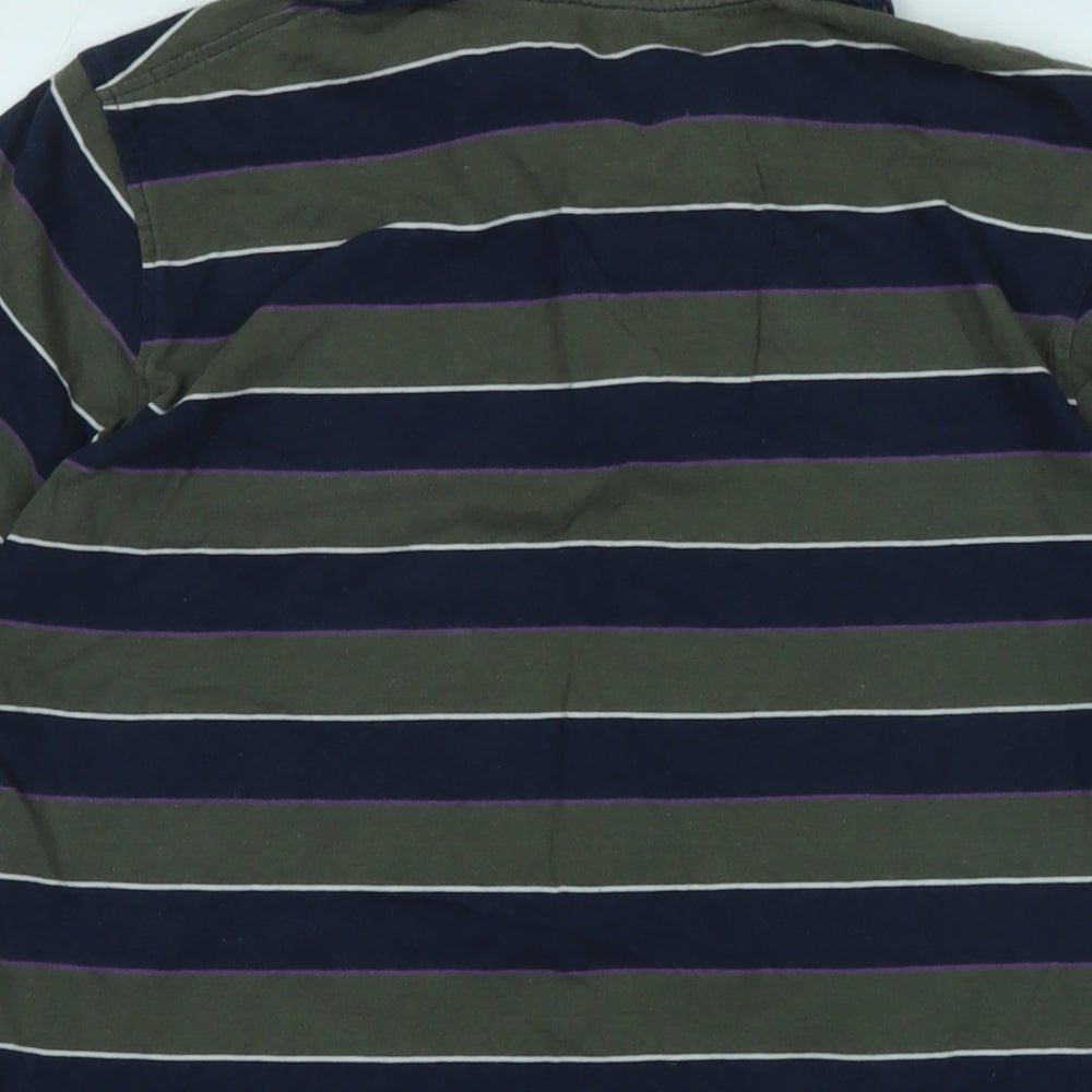 Dunnes Mens Multicoloured Striped Cotton Polo Size S Collared - Logo