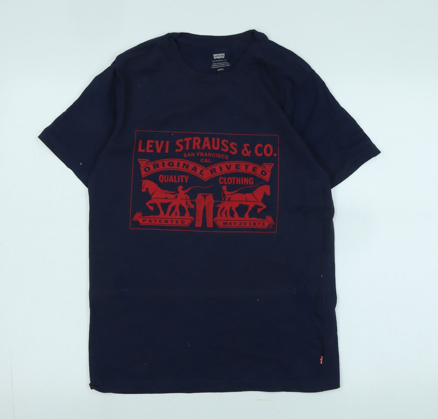 Levi's Womens Blue Cotton Basic T-Shirt Size M Crew Neck - Logo- LEVI STRAUSS