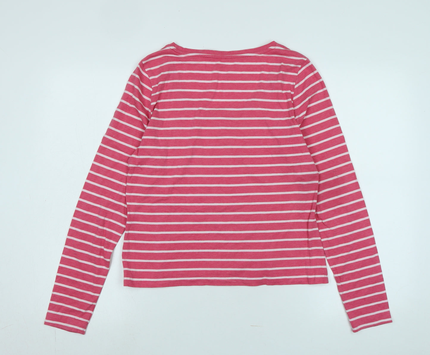 Lands' End Womens Pink Cotton Jersey T-Shirt Size M Scoop Neck - Logo