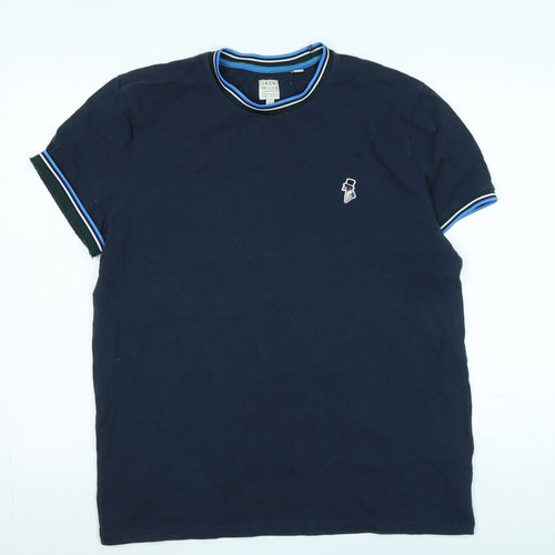 Jack Wills Mens Blue Cotton T-Shirt Size L Crew Neck - Logo