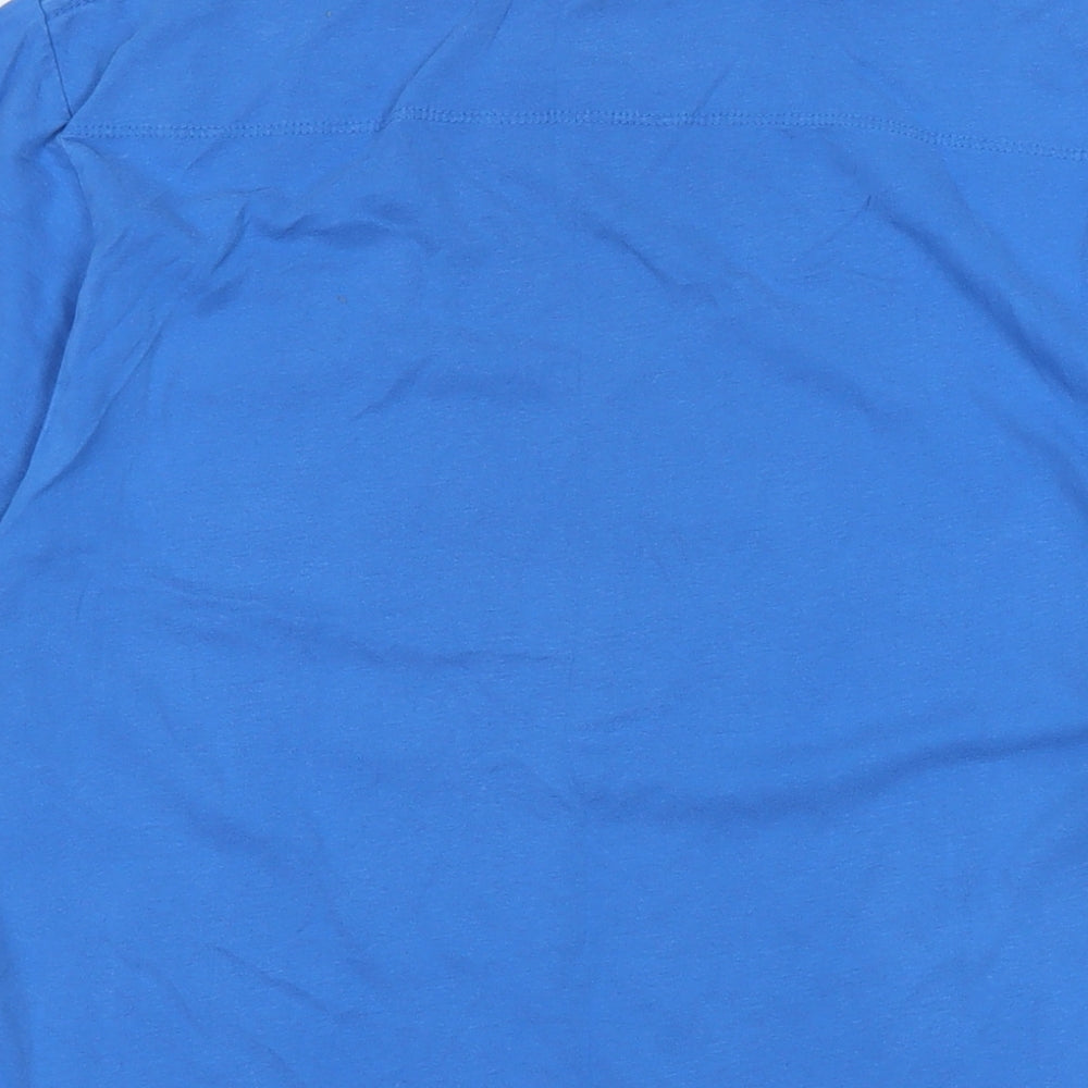 French Connection Mens Blue Cotton T-Shirt Size XL Crew Neck - Logo - FCUK