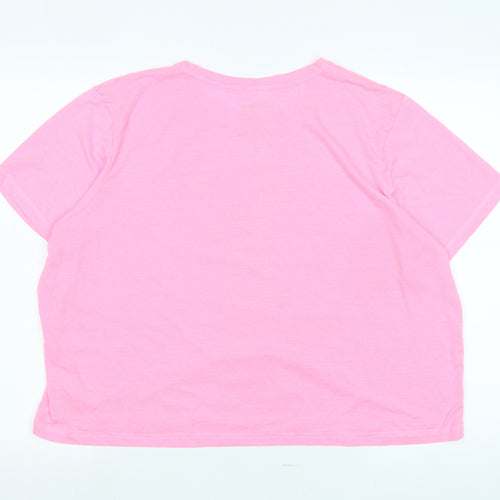 Disney Womens Pink Cotton Basic T-Shirt Size XL Crew Neck - Logo - Minnie Mouse / Laters