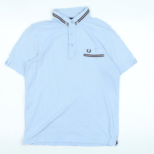 Fred Perry Mens Blue Cotton Polo Size M Collared - Logo