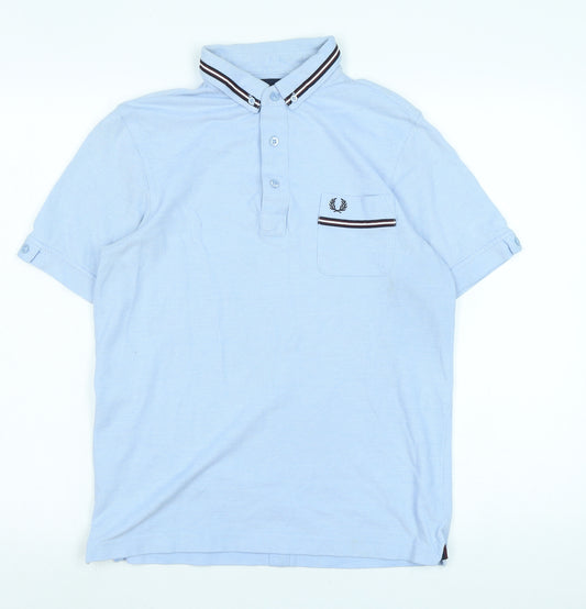 Fred Perry Mens Blue Cotton Polo Size M Collared - Logo