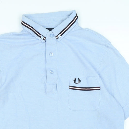 Fred Perry Mens Blue Cotton Polo Size M Collared - Logo