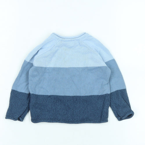 NEXT Boys Blue Cotton Pullover Jumper Size 6-9 Months - Fluffy Teddy Bear