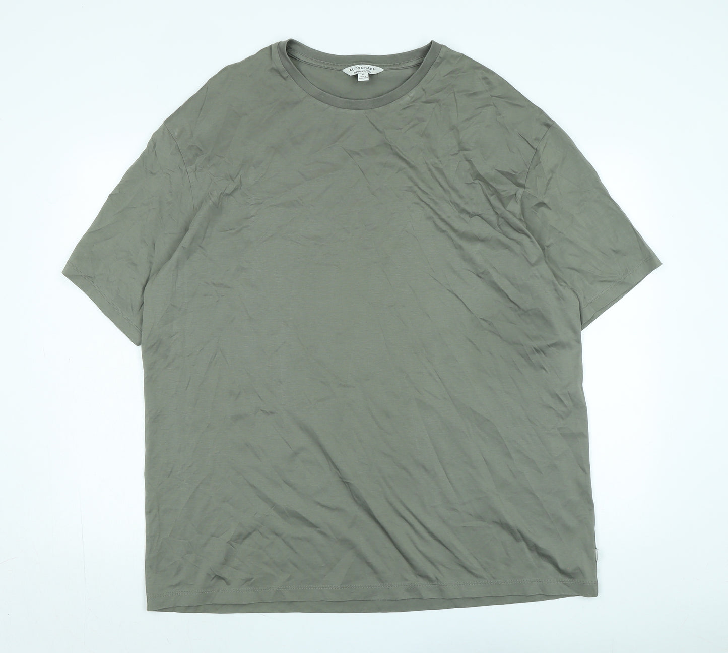 Autograph Mens Green Cotton T-Shirt Size XL Crew Neck