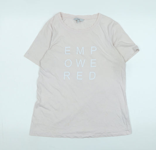 NEXT Womens Pink Cotton Basic T-Shirt Size 10 Crew Neck - Logo - EMP-OWE-RED