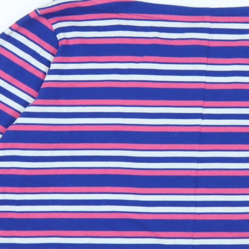 Marks and Spencer Womens Multicoloured Striped Cotton Jersey T-Shirt Size 18 Boat Neck