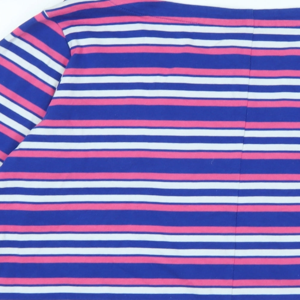 Marks and Spencer Womens Multicoloured Striped Cotton Jersey T-Shirt Size 18 Boat Neck