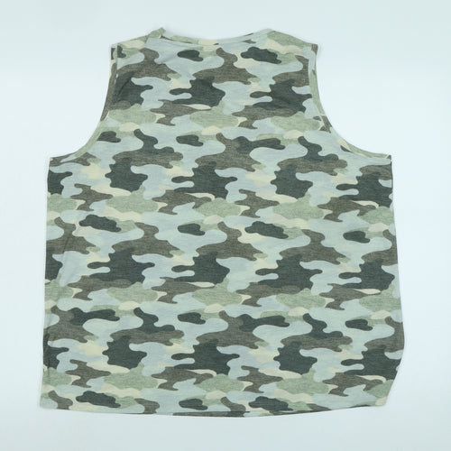 Marks and Spencer Womens Multicoloured Camouflage Cotton Basic Tank Size 18 Scoop Neck