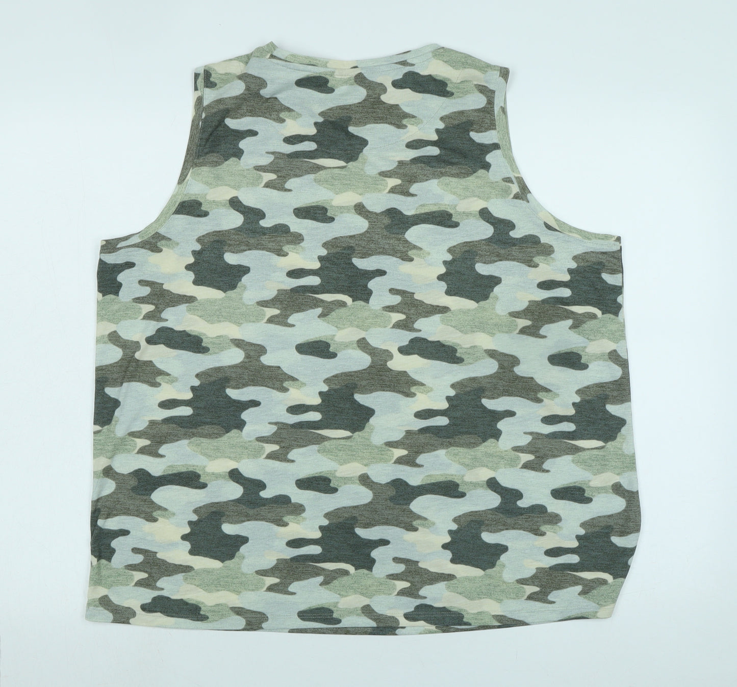 Marks and Spencer Womens Multicoloured Camouflage Cotton Basic Tank Size 18 Scoop Neck