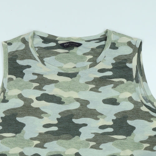 Marks and Spencer Womens Multicoloured Camouflage Cotton Basic Tank Size 18 Scoop Neck