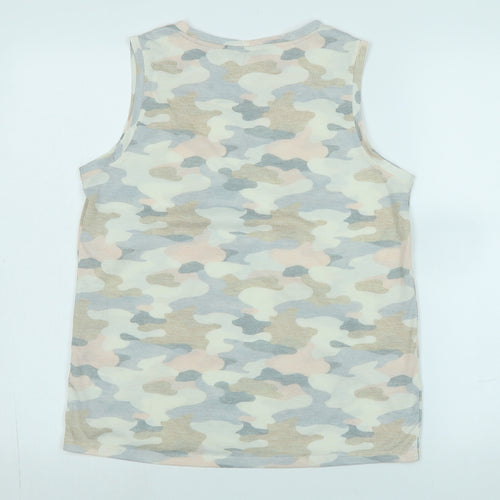 Marks and Spencer Womens Multicoloured Camouflage Cotton Basic Tank Size 10 Boat Neck