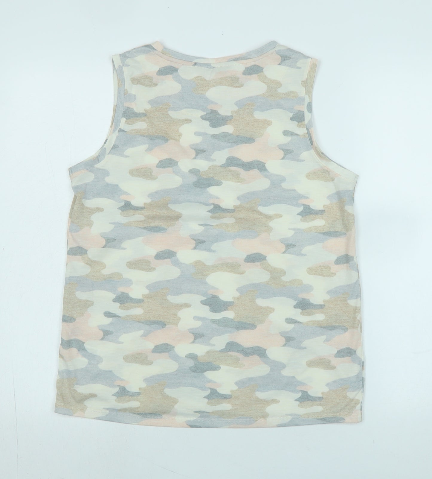 Marks and Spencer Womens Multicoloured Camouflage Cotton Basic Tank Size 10 Boat Neck