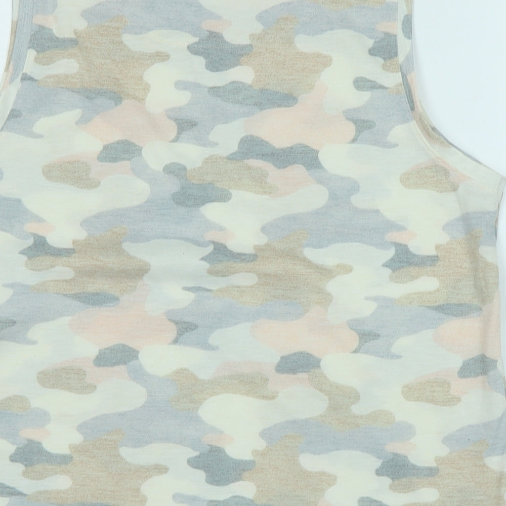 Marks and Spencer Womens Multicoloured Camouflage Cotton Basic Tank Size 10 Boat Neck