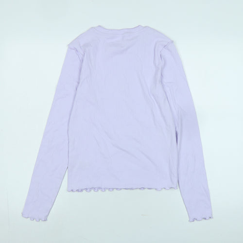 Marks and Spencer Girls Purple Cotton Jersey T-Shirt Size 13-14 Years Crew Neck - Lo - Beaded Butterfly