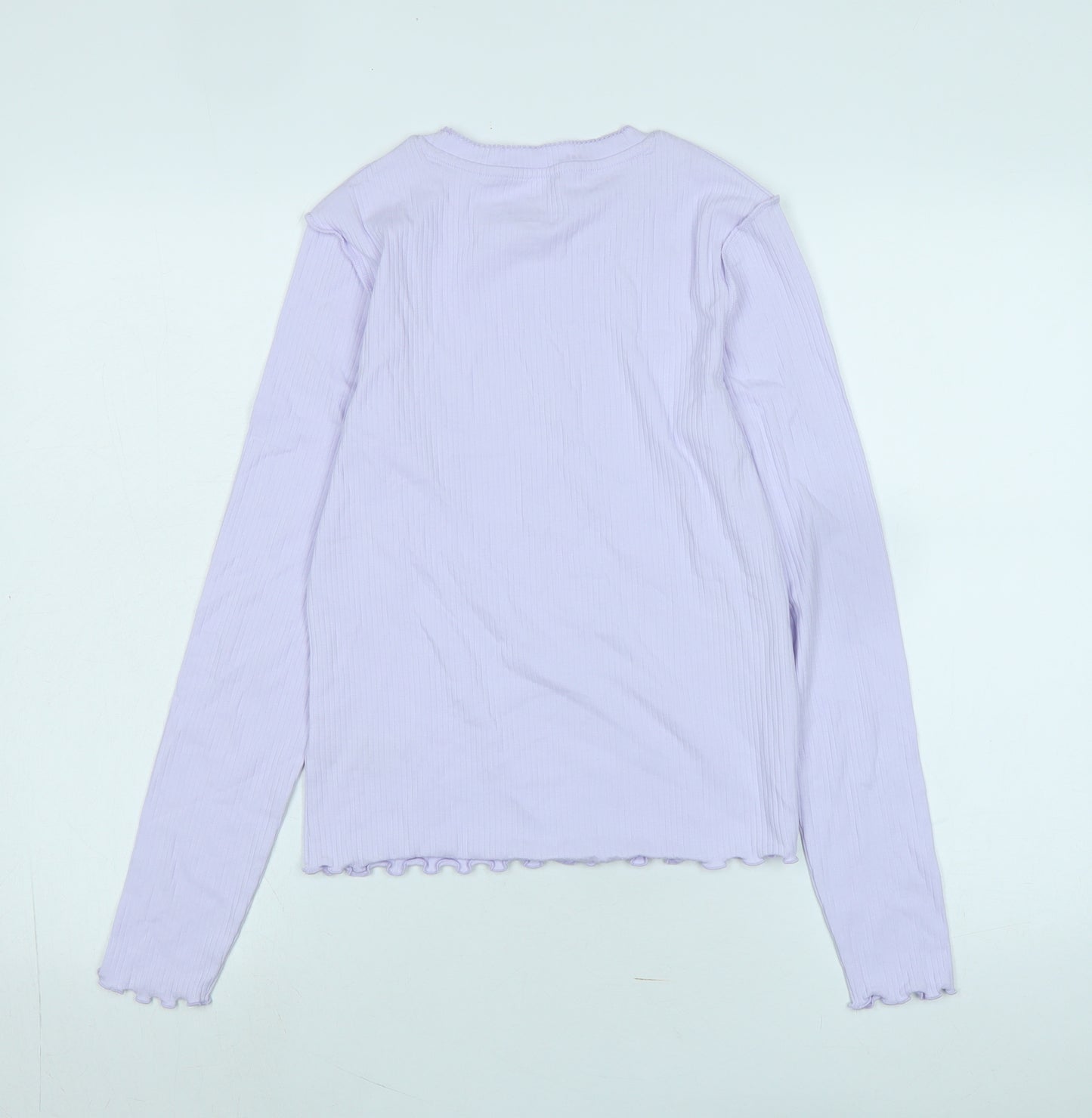 Marks and Spencer Girls Purple Cotton Jersey T-Shirt Size 13-14 Years Crew Neck - Lo - Beaded Butterfly