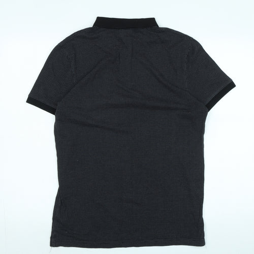 H&M Mens Black Cotton Polo Size M Collared