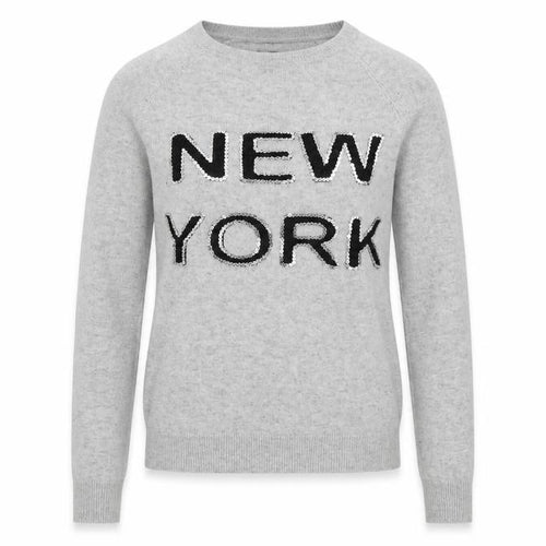 Dorothy Perkins Womens Grey Crew Neck Acrylic Pullover Jumper Size 8 - Logo - NEW YORK