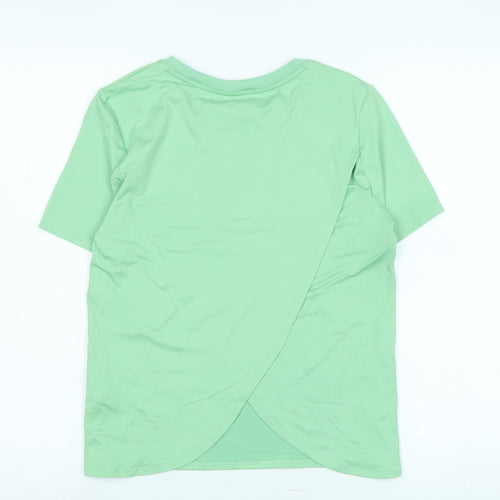 Marks and Spencer Womens Green Polyester Basic T-Shirt Size 10 Crew Neck - Crossover back