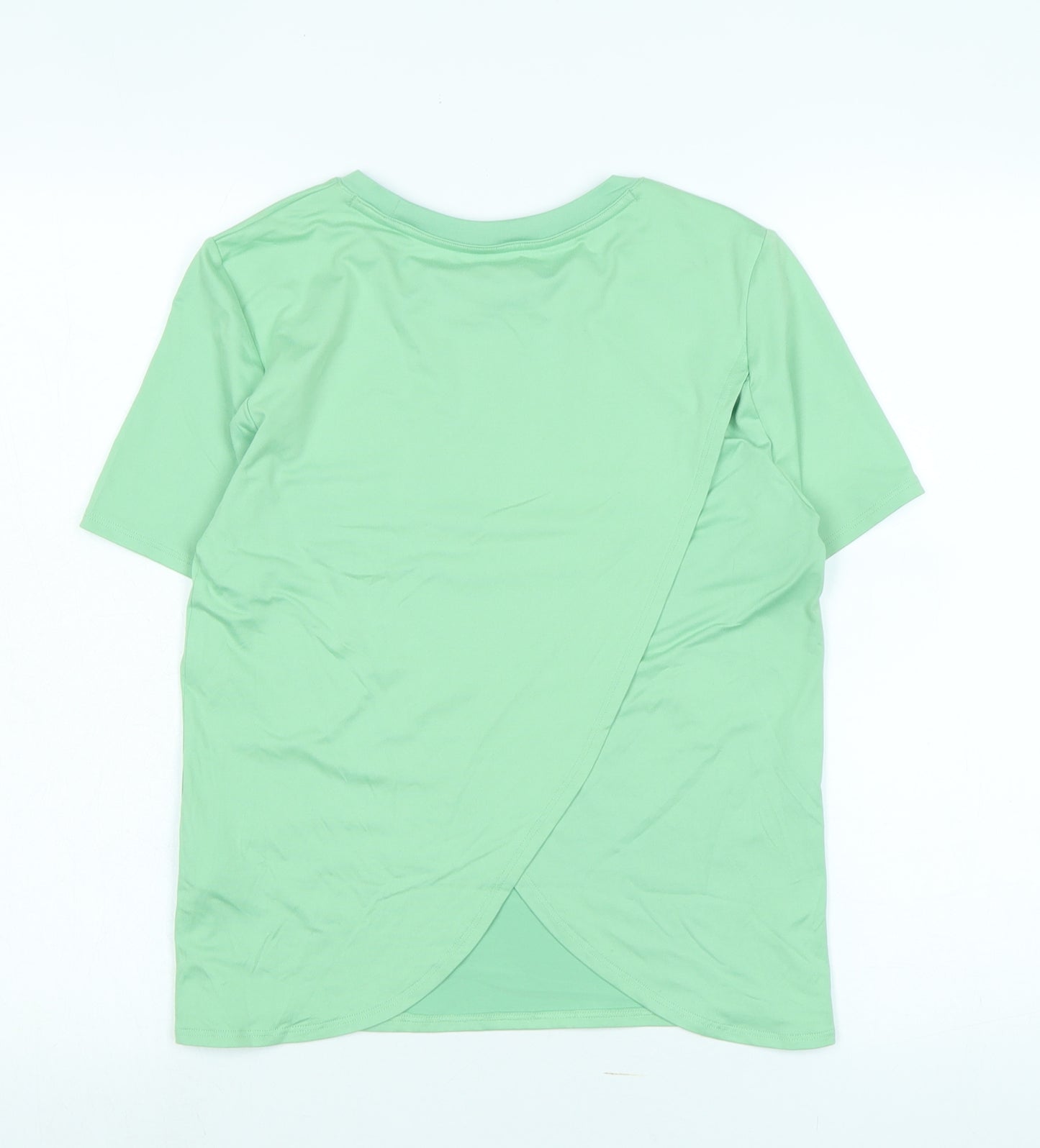 Marks and Spencer Womens Green Polyester Basic T-Shirt Size 10 Crew Neck - Crossover back