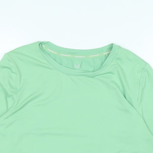 Marks and Spencer Womens Green Polyester Basic T-Shirt Size 10 Crew Neck - Crossover back