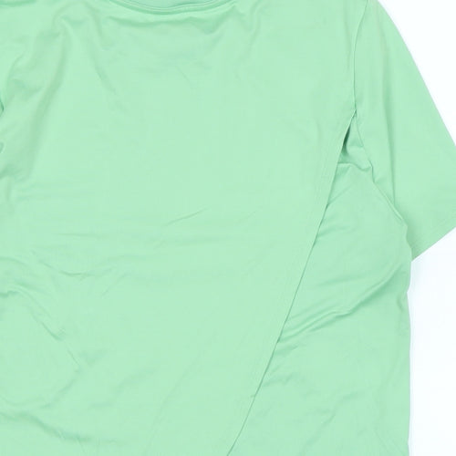 Marks and Spencer Womens Green Polyester Basic T-Shirt Size 10 Crew Neck - Crossover back