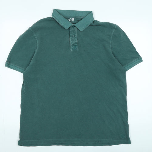 Marks and Spencer Mens Green Cotton Polo Size XL Collared