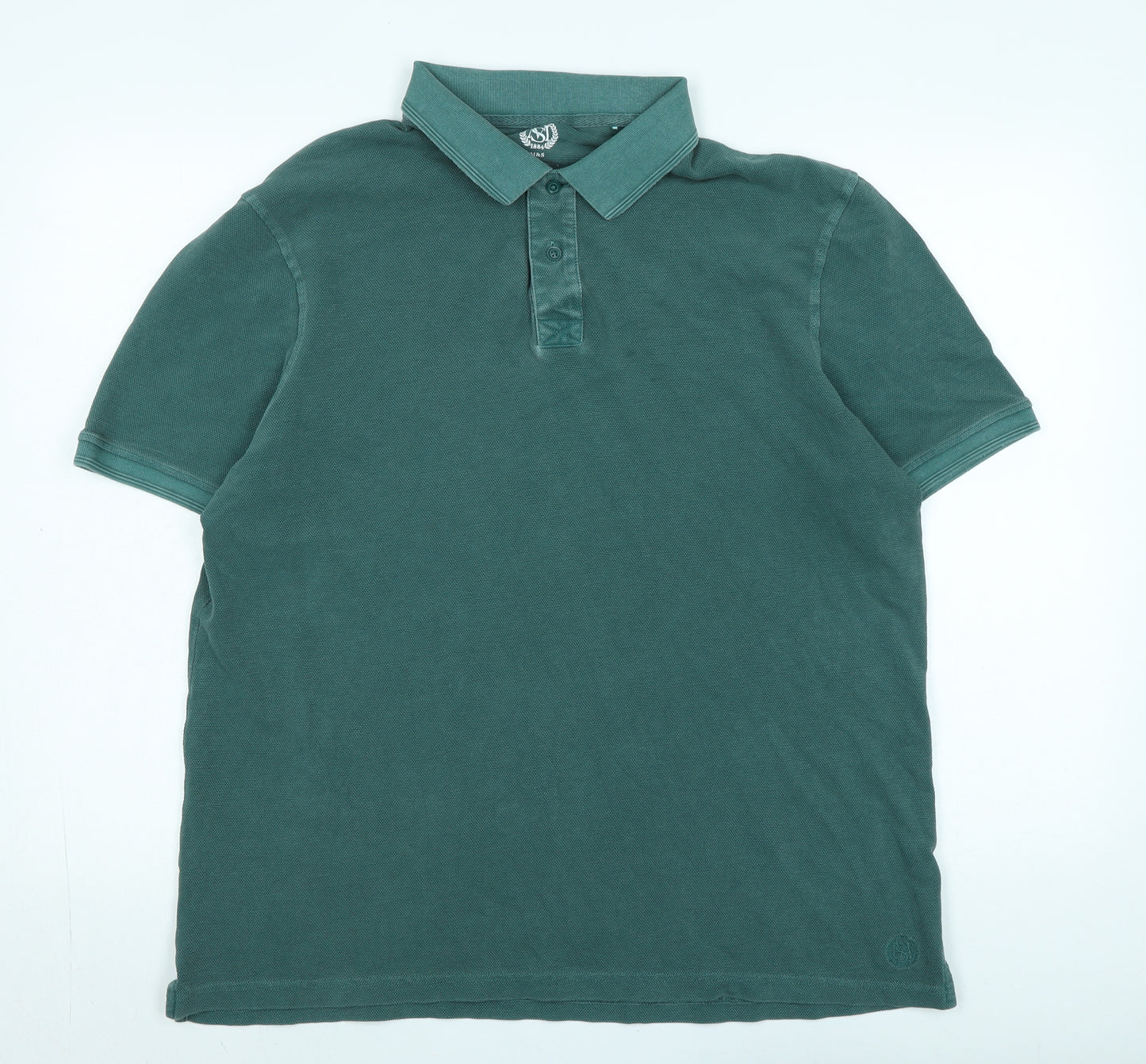 Marks and Spencer Mens Green Cotton Polo Size XL Collared