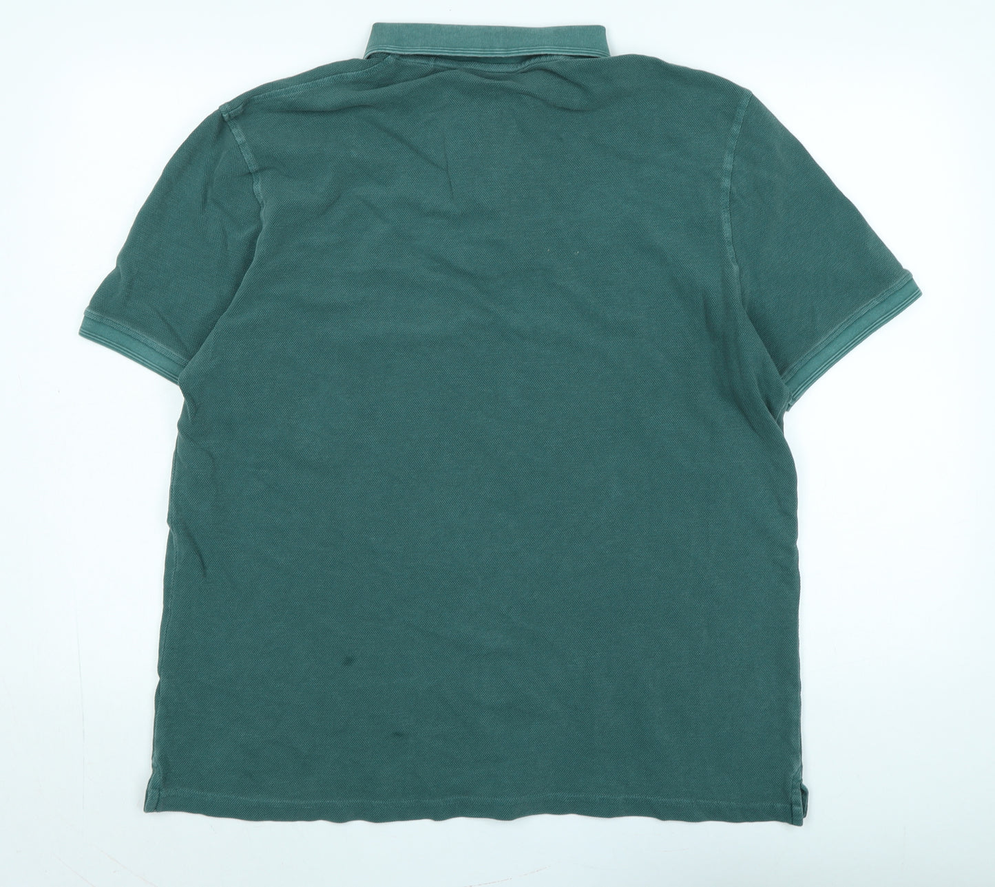 Marks and Spencer Mens Green Cotton Polo Size XL Collared