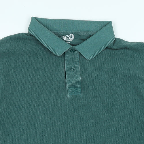 Marks and Spencer Mens Green Cotton Polo Size XL Collared