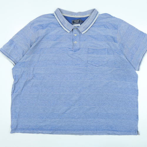 Maine Mens Blue Cotton Polo Size 3XL Collared