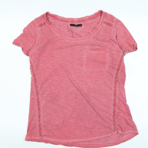 NEXT Womens Red Cotton Basic T-Shirt Size 12 Scoop Neck