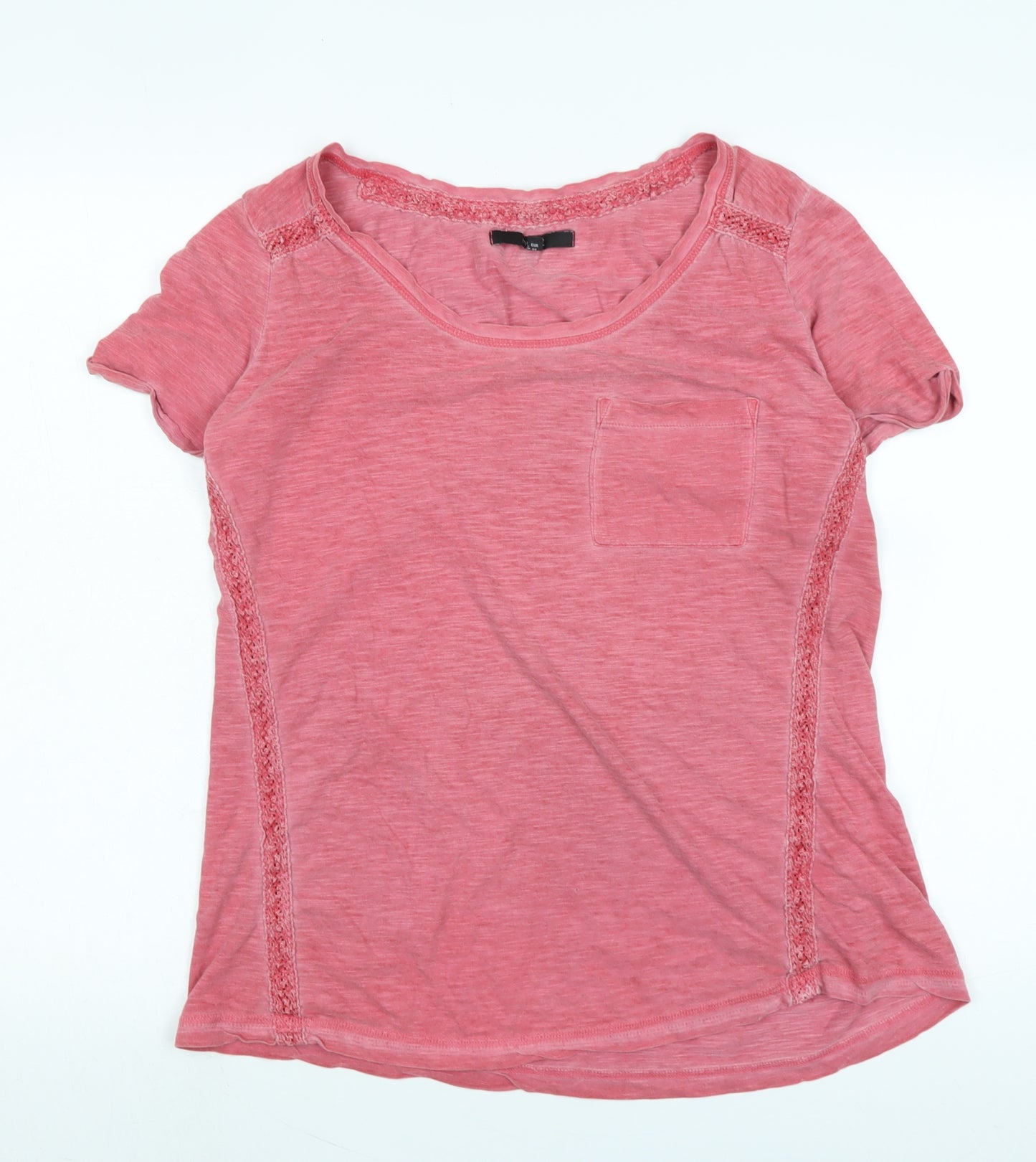 NEXT Womens Red Cotton Basic T-Shirt Size 12 Scoop Neck