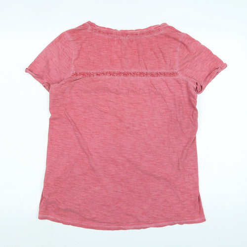 NEXT Womens Red Cotton Basic T-Shirt Size 12 Scoop Neck