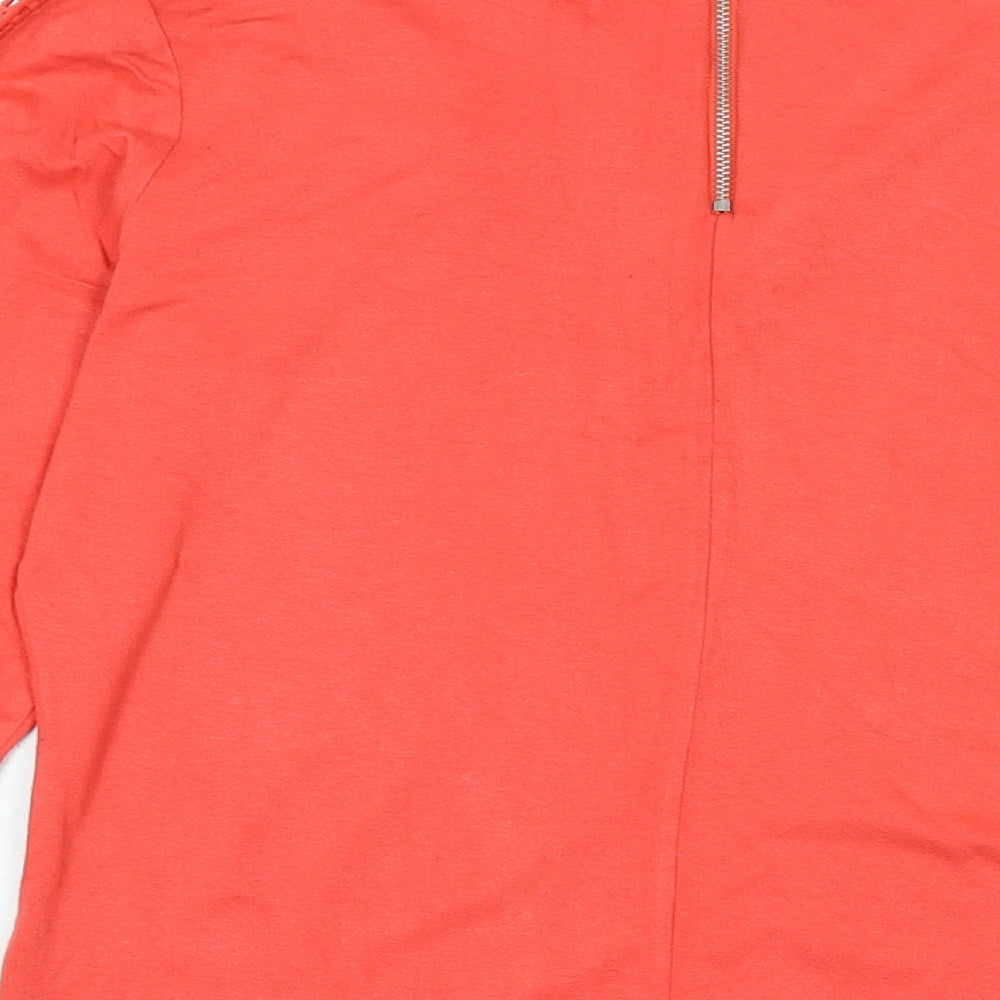 Marks and Spencer Womens Orange Cotton Jersey T-Shirt Size 12 Scoop Neck