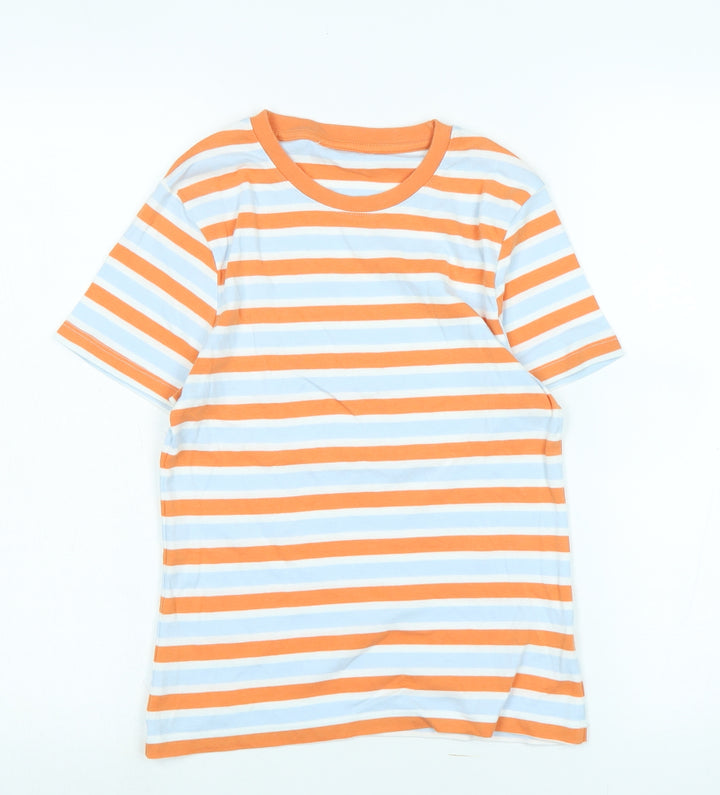 Marks and Spencer Boys Orange Cotton Basic T-Shirt Size 12 Years Crew Neck