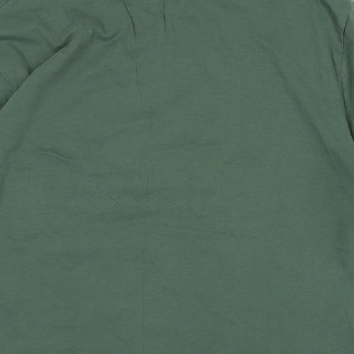 Marks and Spencer Mens Green Cotton T-Shirt Size XL Crew Neck - logo -Wolfe