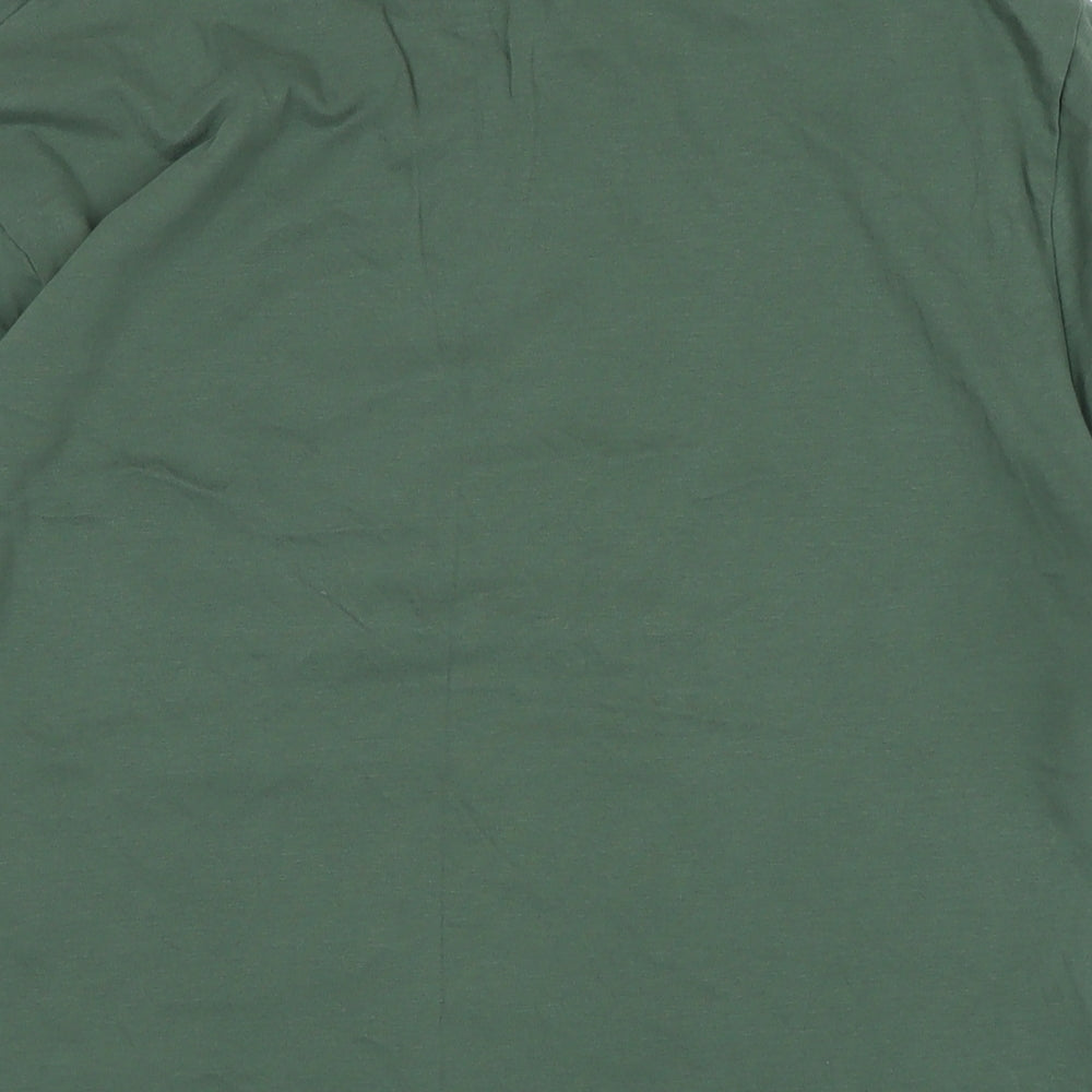 Marks and Spencer Mens Green Cotton T-Shirt Size XL Crew Neck - logo -Wolfe