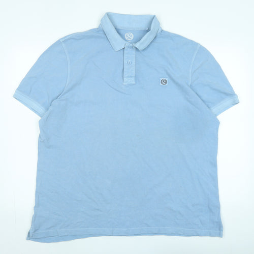 Marks and Spencer Mens Blue Cotton Polo Size XL Collared