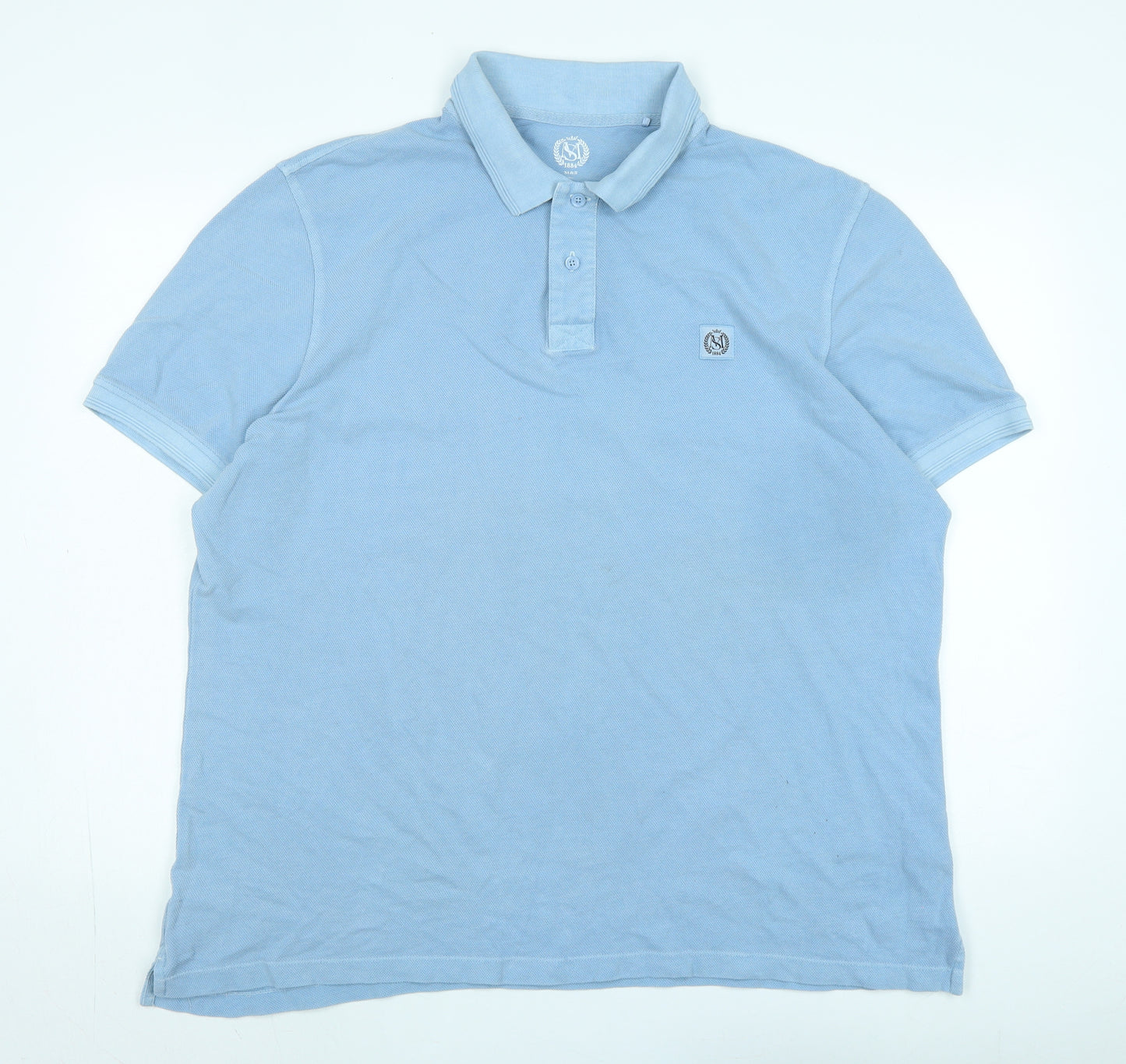 Marks and Spencer Mens Blue Cotton Polo Size XL Collared