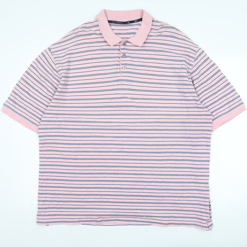 Marks and Spencer Mens Pink Cotton Polo Size 2XL Collared