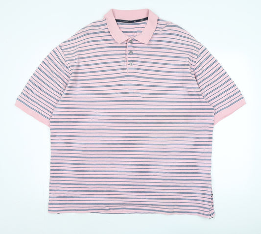 Marks and Spencer Mens Pink Cotton Polo Size 2XL Collared